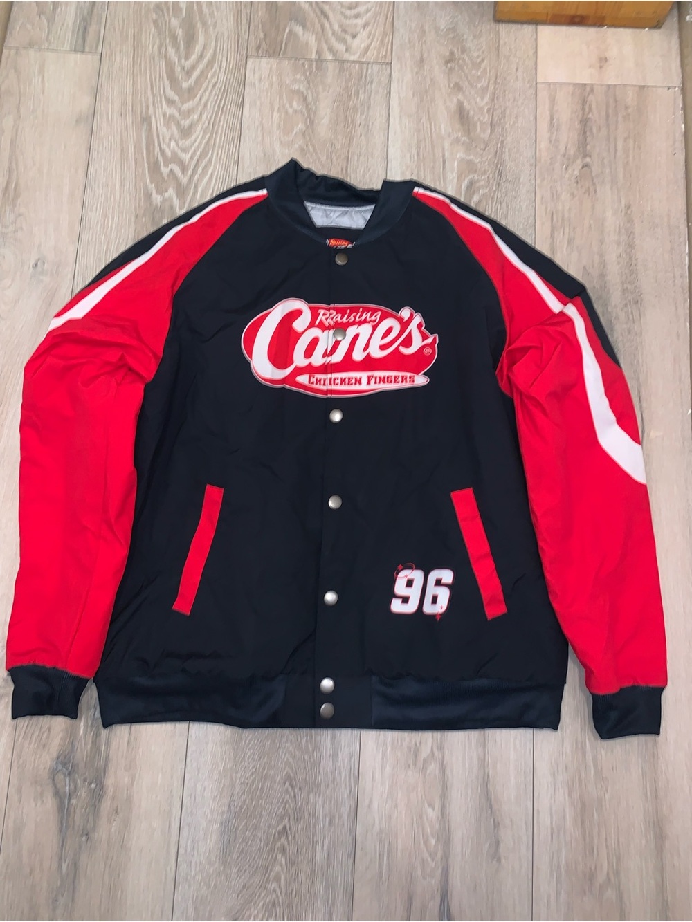 Raising Cane's Black & Red Bomber Jacket Size: Large